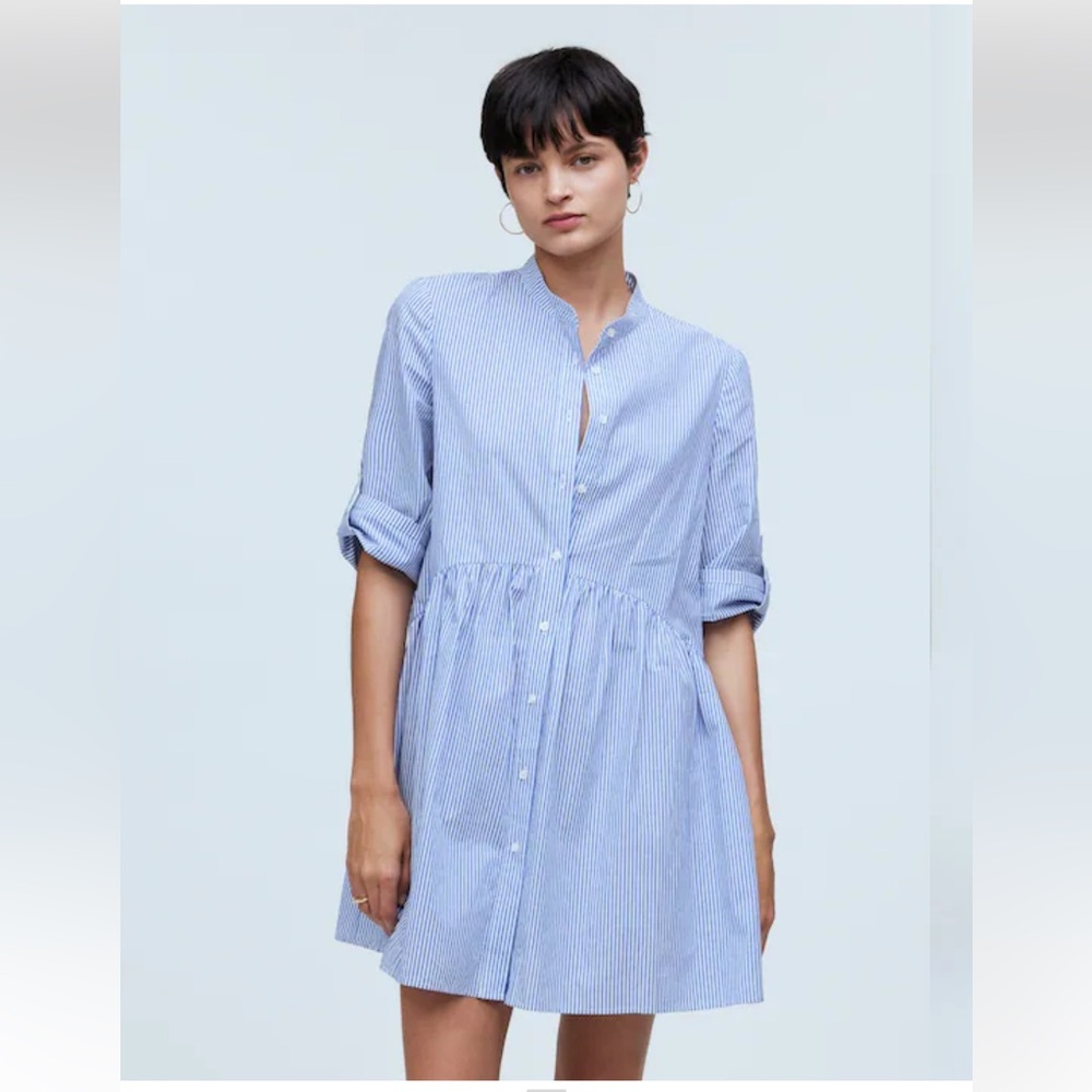 Madewell Navy and White Striped Shirt